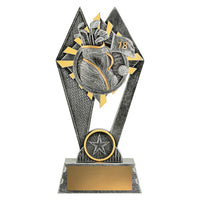 Golf trophy with a bag, club, flag and golf ball 