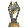 Trophy with a rugby ball and 2 cloths with "TAG" written on them